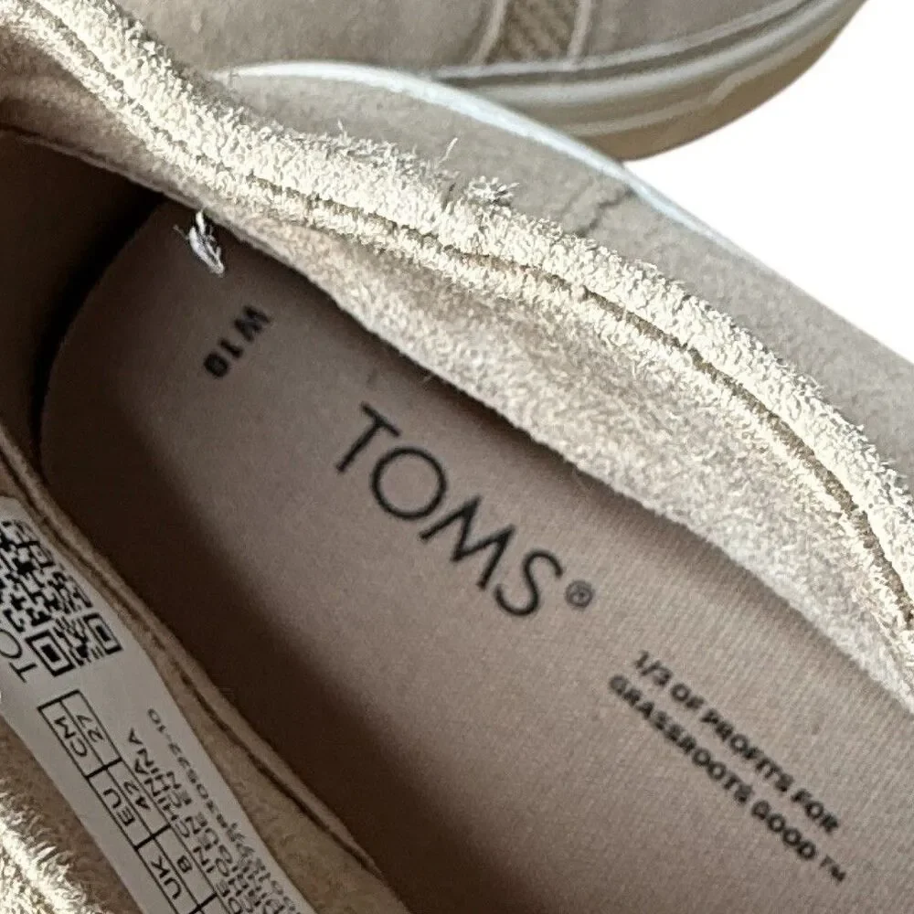 New Toms Womens Bryce Sand Beige Suede Slip On Shooties Shoes 10 High Top